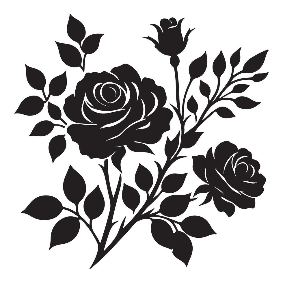 black Roses silhoutte 10 eps vector