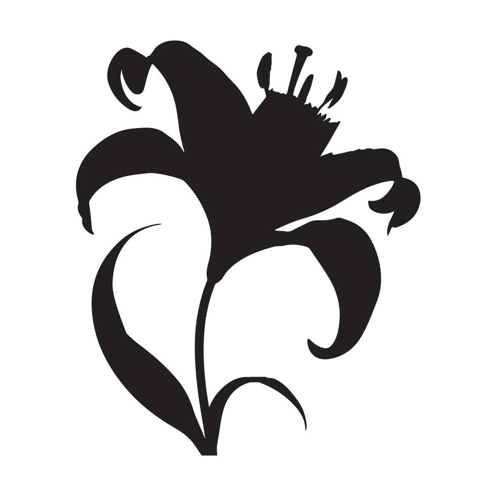 black Lilie flower silhoutte images with white background vector