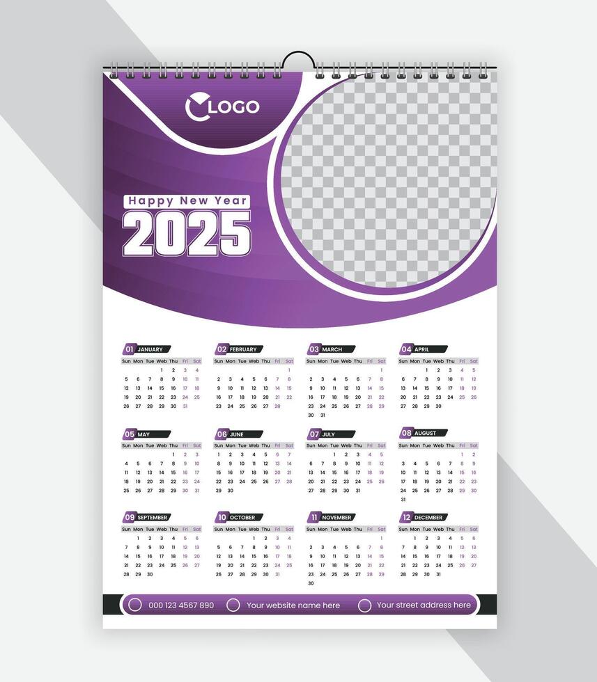 Corporate 2025 wall Calendar Design Template vector