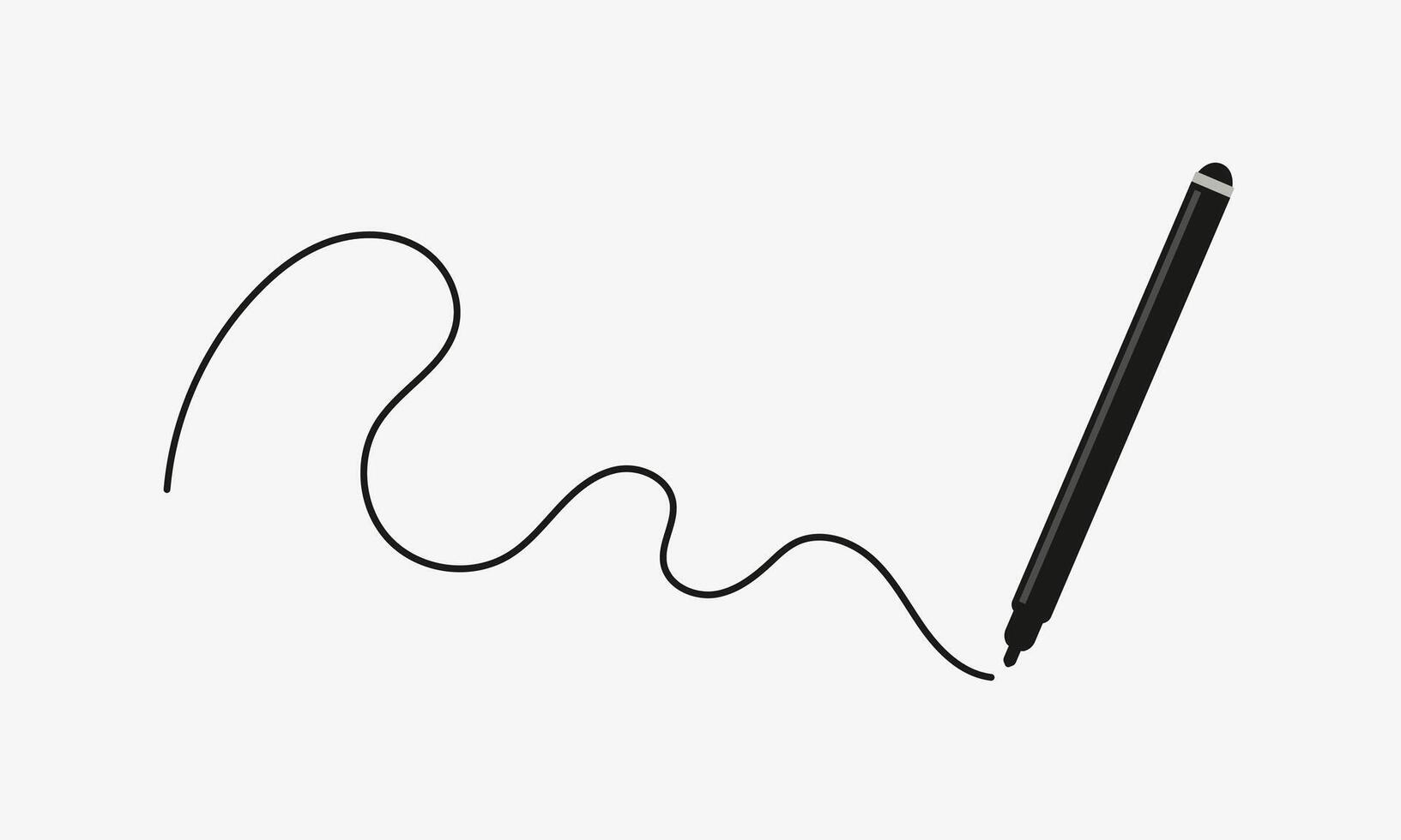 Felt pen or marker with curved line vector