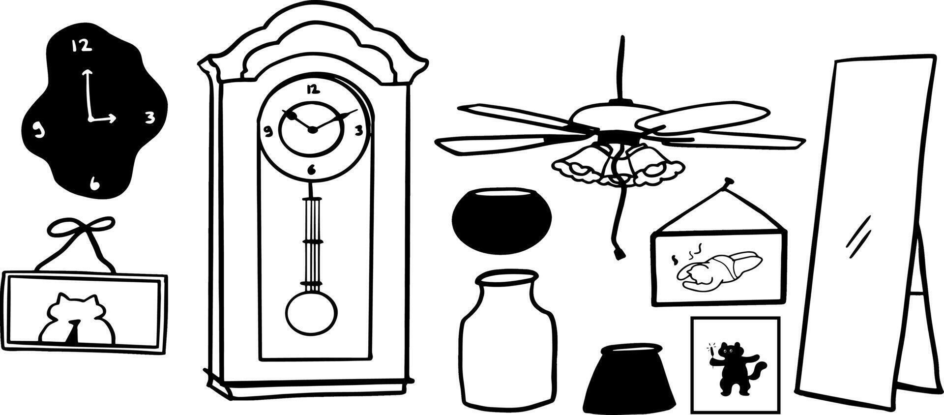 Simple Living Room Object Illustrations for Interior Art vector