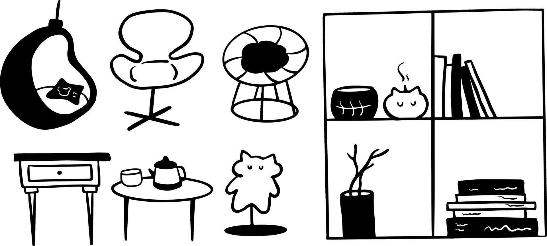 Simple Interior Object Illustrations for Living Room Designs vector