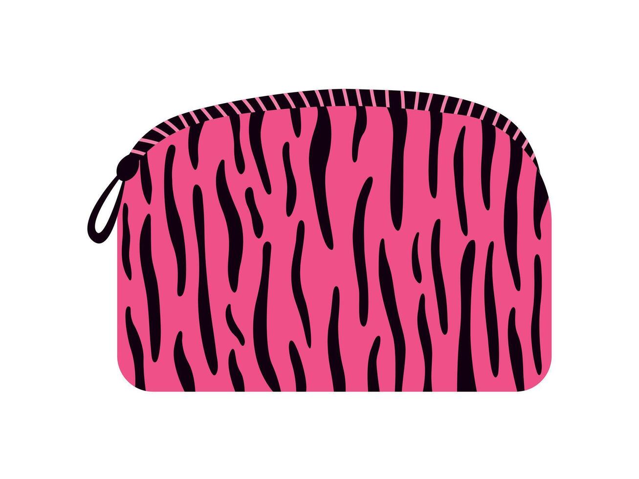 Pink cosmetic bag with zebra print illustration vector