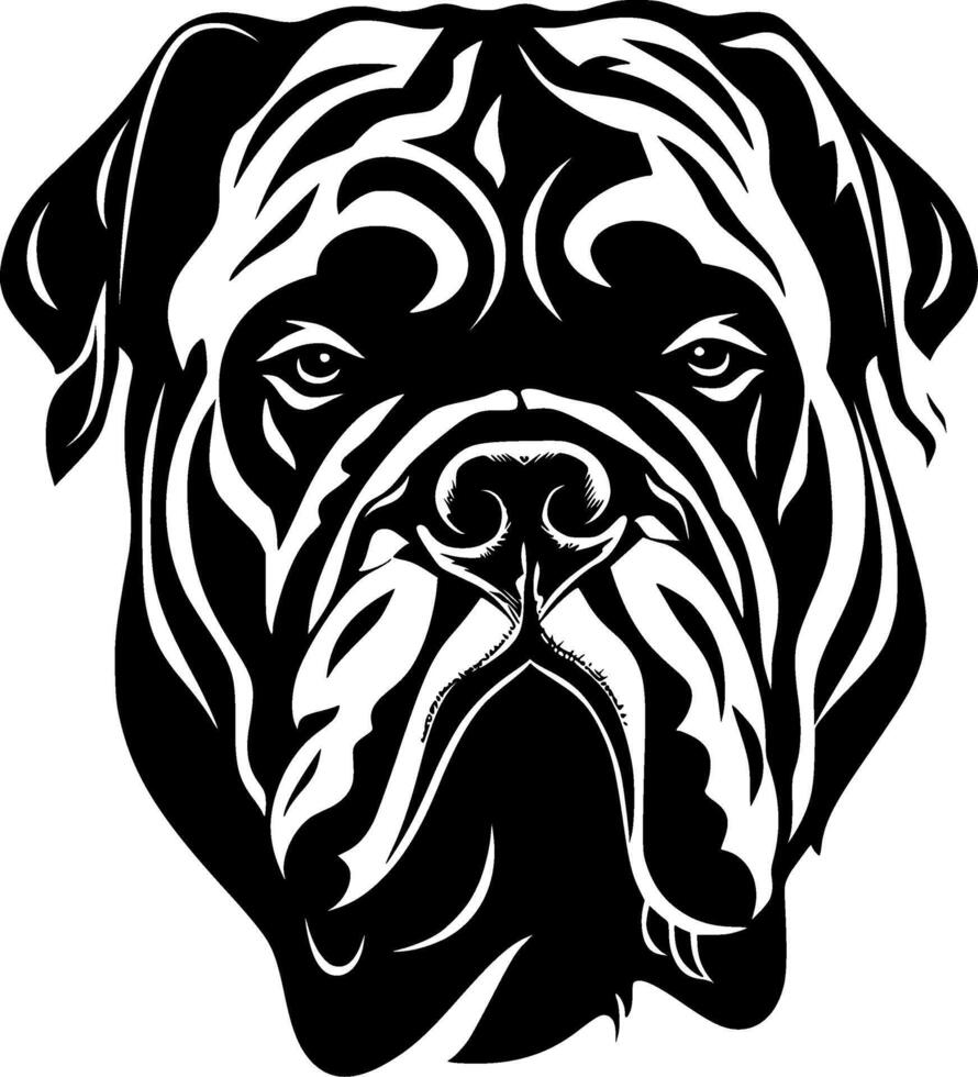 A dog head with a black and white design vector