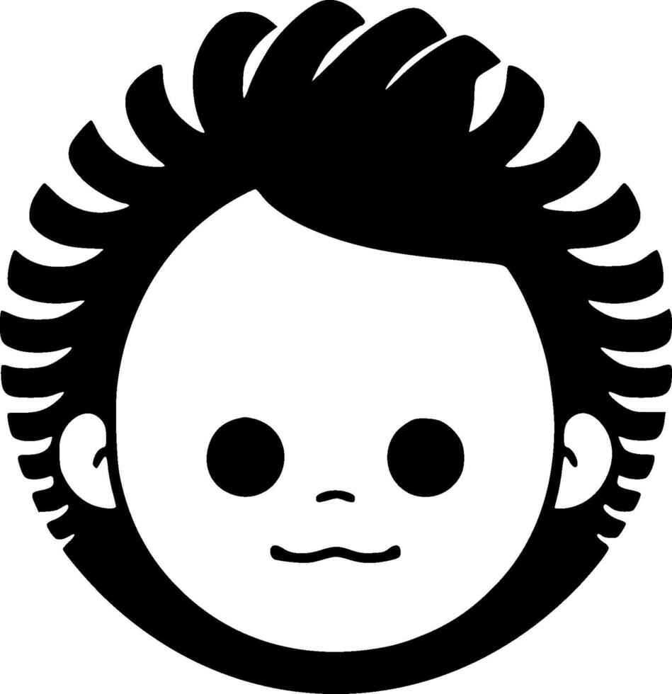A black and white image of a boy's face vector