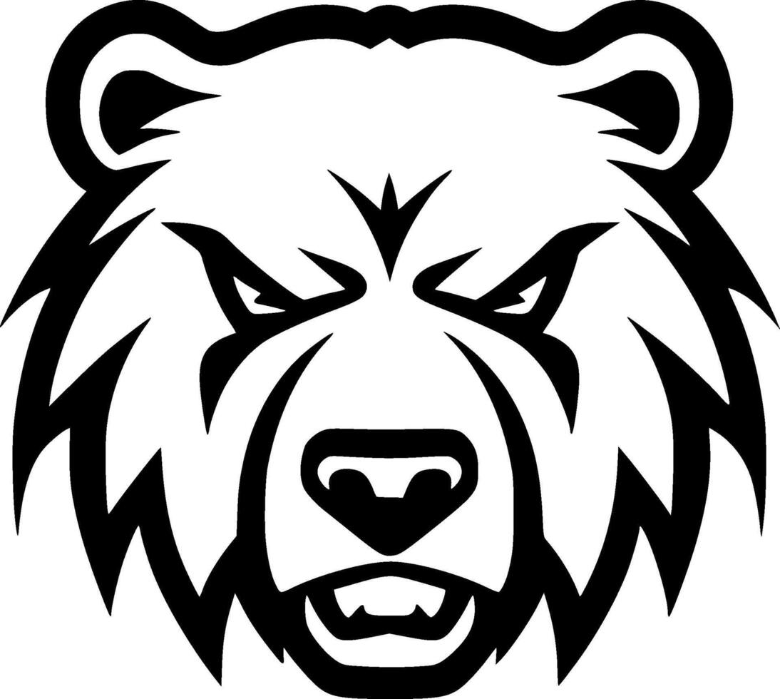 A black and white bear head with a large mouth vector
