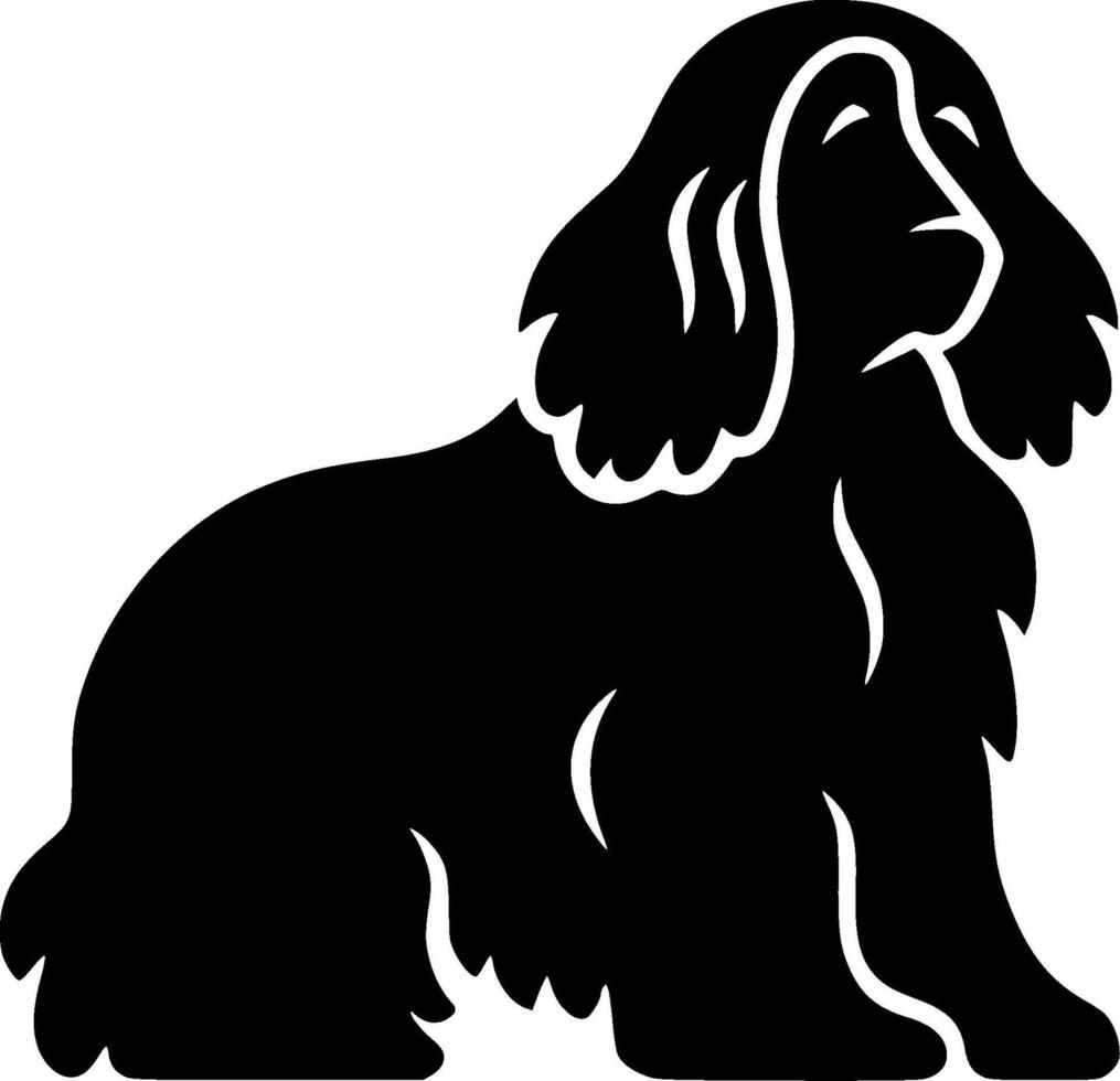 A black and white silhouette of a dog vector