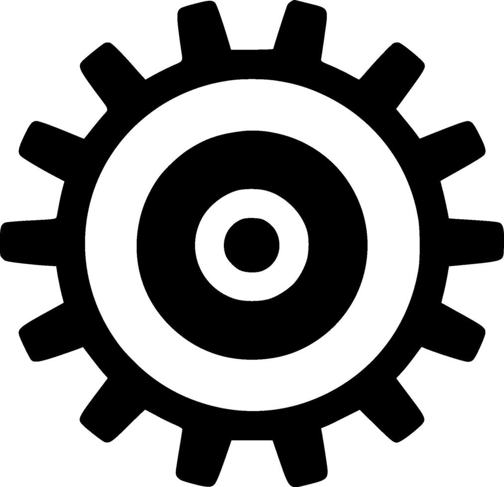 A black and white gear icon on a white background vector