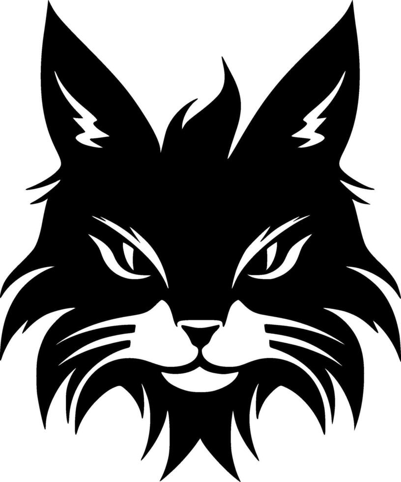 A black and white cat head with a long tail vector