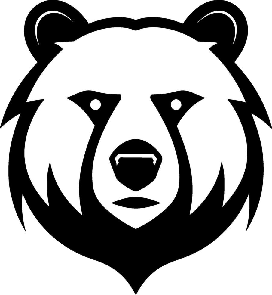 A black and white bear head on a white background vector