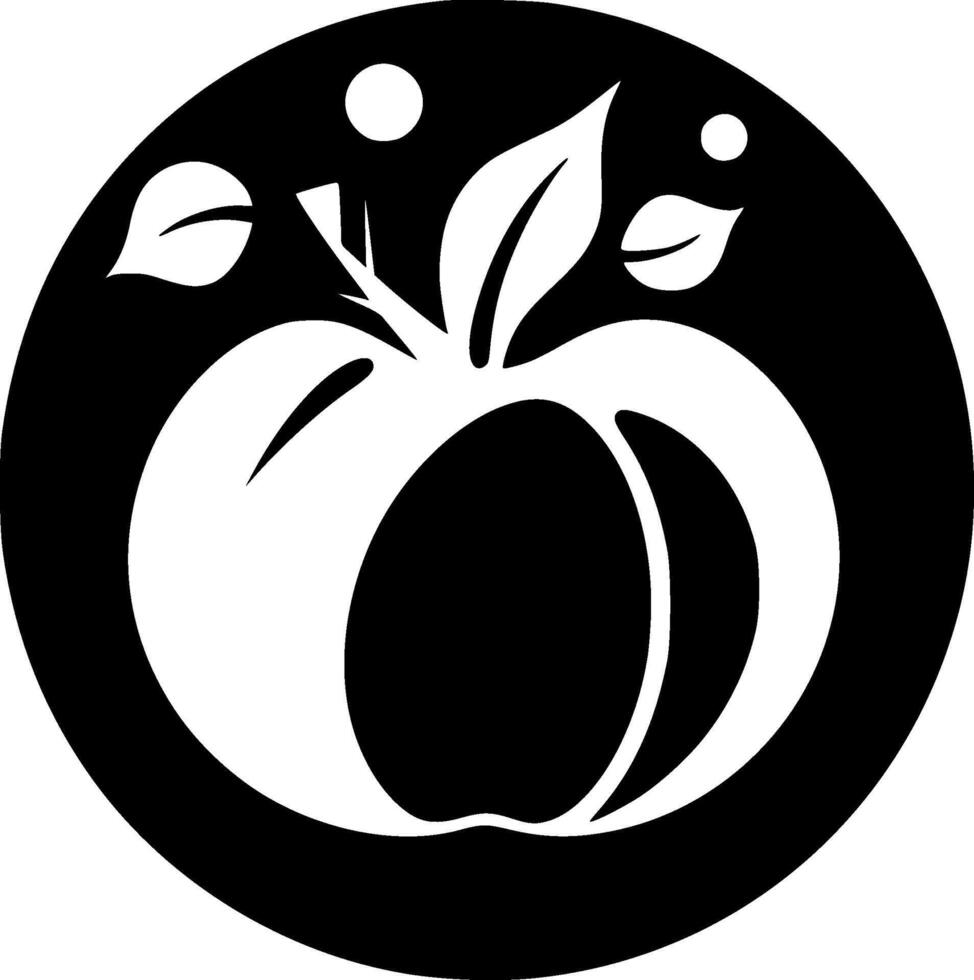 A black and white apple logo with leaves vector