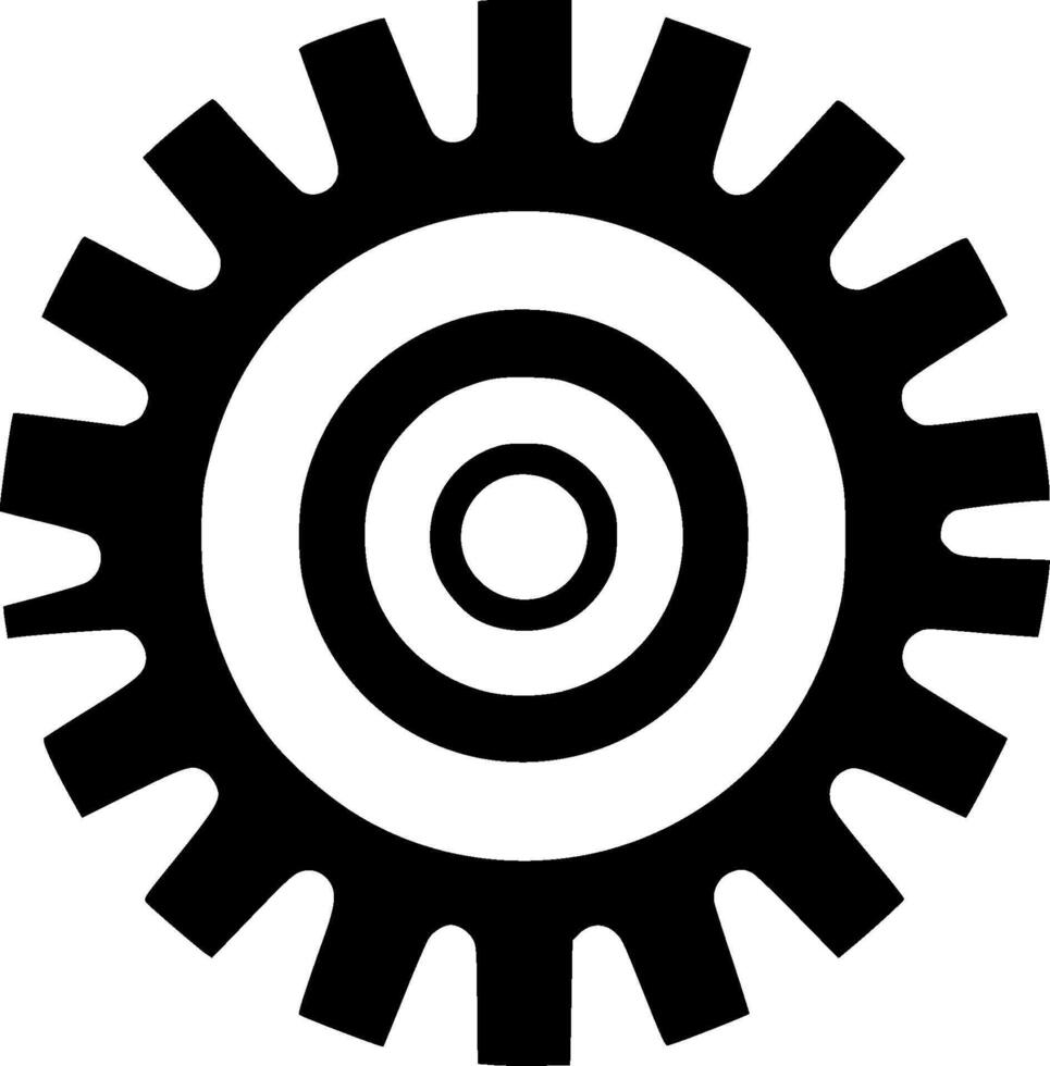 A black and white image of a gear wheel vector