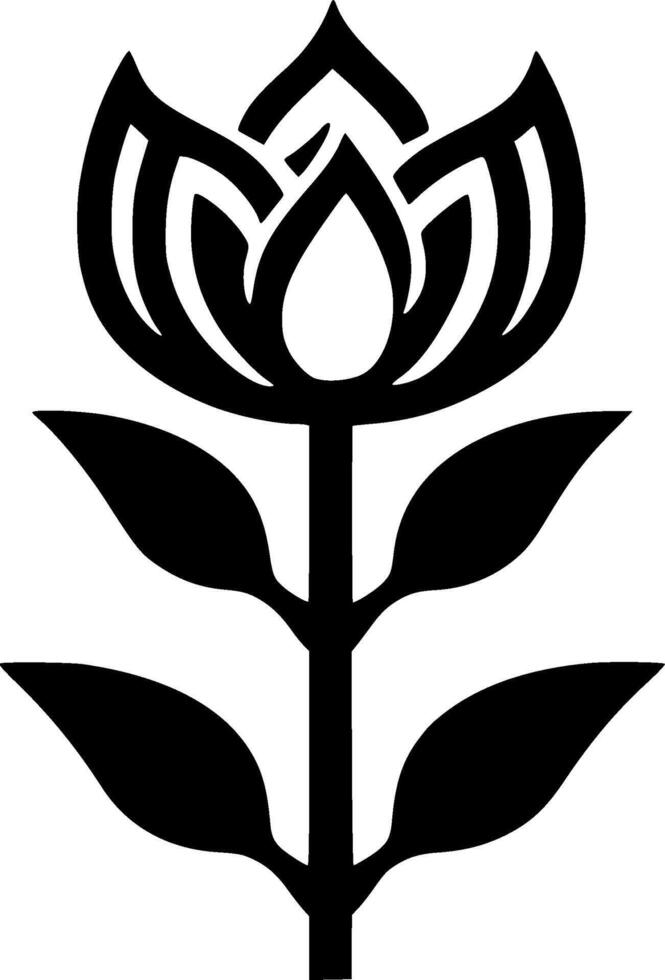 A black and white flower with leaves vector