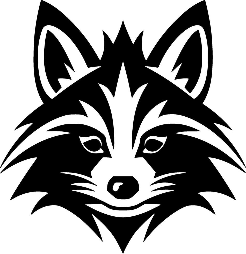 A black and white raccoon head vector