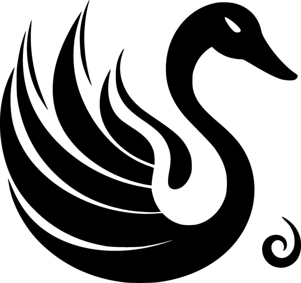 A black swan with long wings and a long tail vector