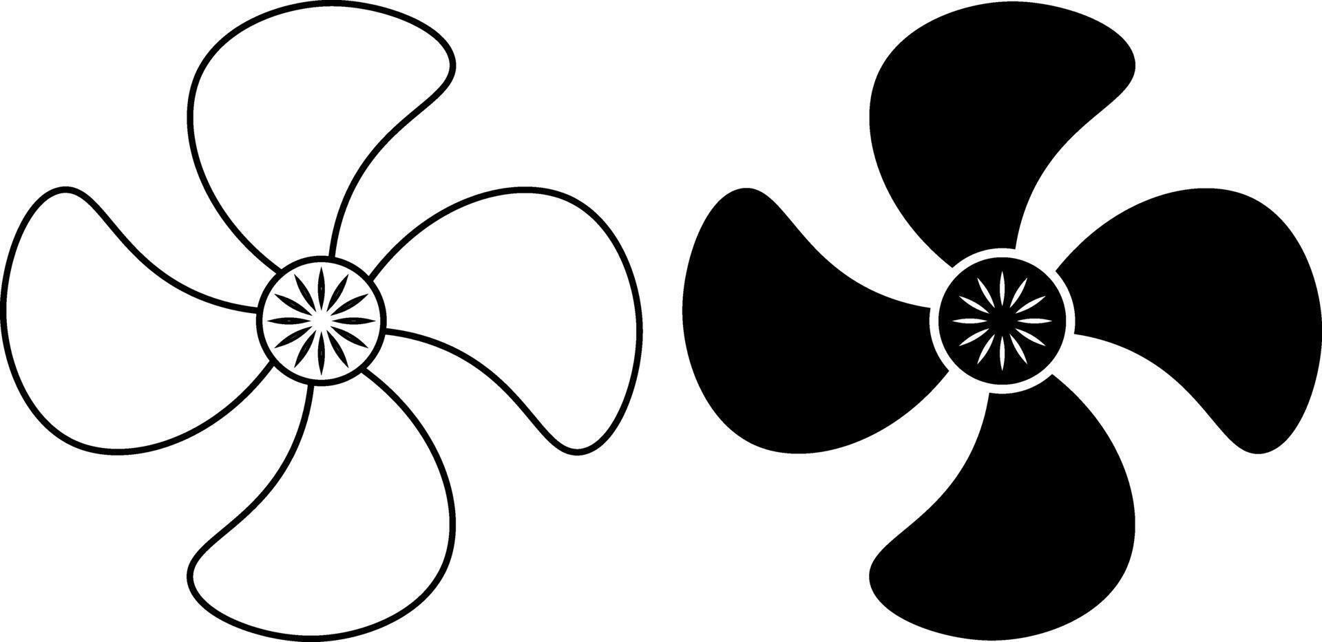 outline silhouette Fan propeller icon set vector