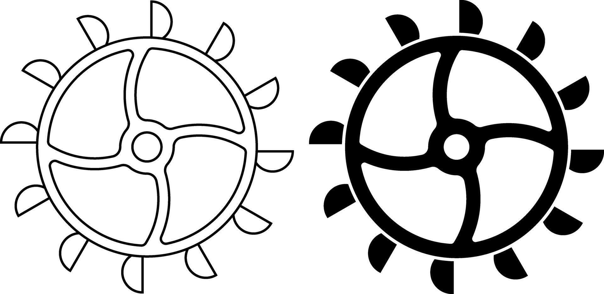 Pelton wheel or Pelton turbine icon set vector