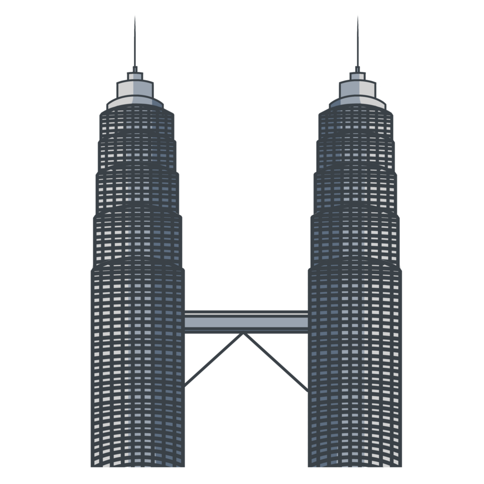 Iconic malaysian country twin tower building png