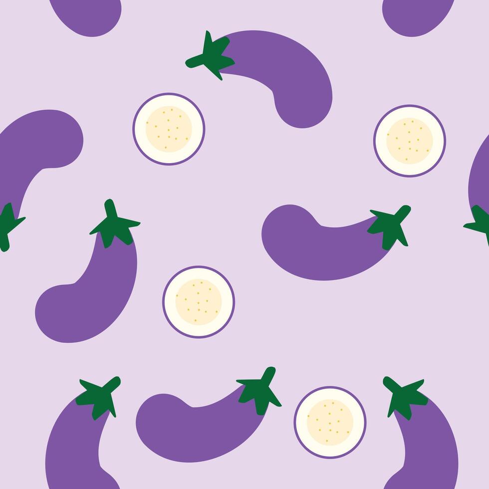 Vibrant Eggplant Vegetable Seamless Pattern vector