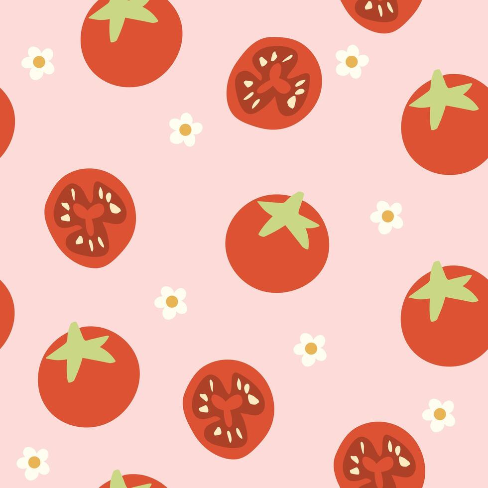 Vibrant Vegetable Tomato Seamless Patterns vector