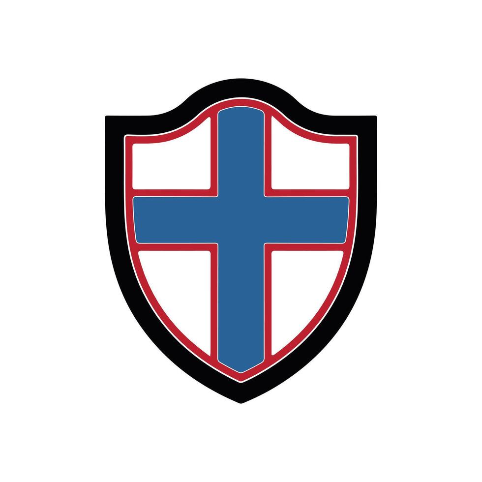 shield with cross icon design vector