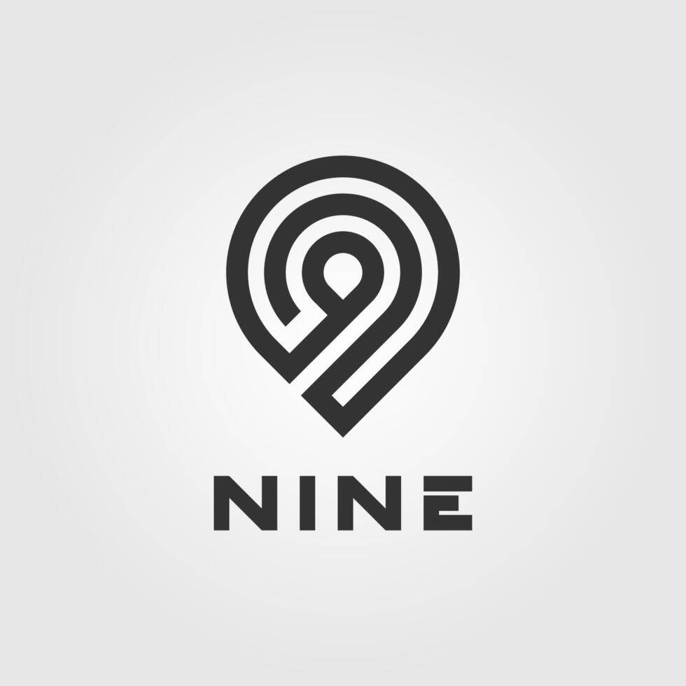 Number 9 Logo, Monogram Number 9 logo multi line style, usable for brand and business logos, flat design logo template, illustration vector