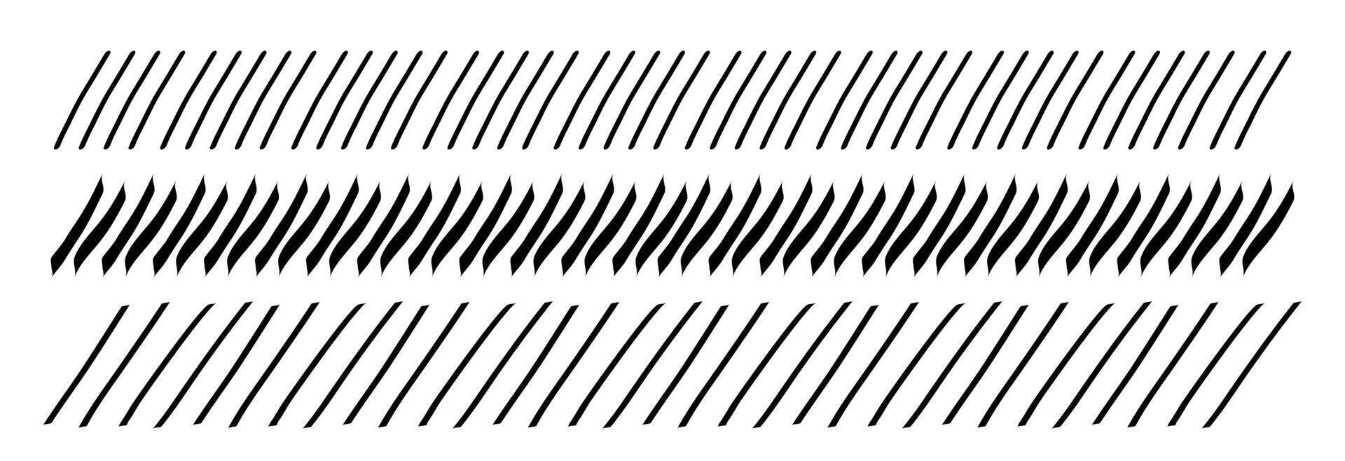 Slash line doodle border, diagonal lines. Divider strip Tilt strip geometric abstract border. Diagonal grid. Geometric dashed tape vector