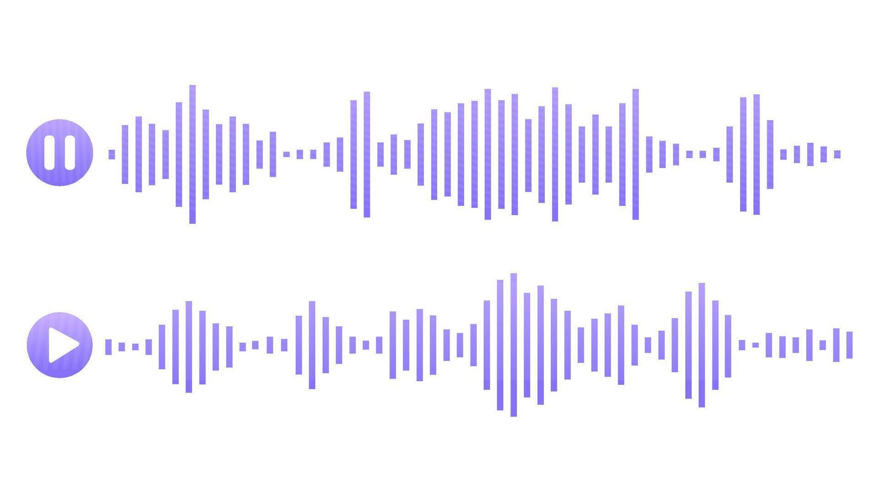 Sound wave or voice message waveform. Podcast, media record, radio signal. Decibel audio record icon isolated on white background. Equalizer line vector