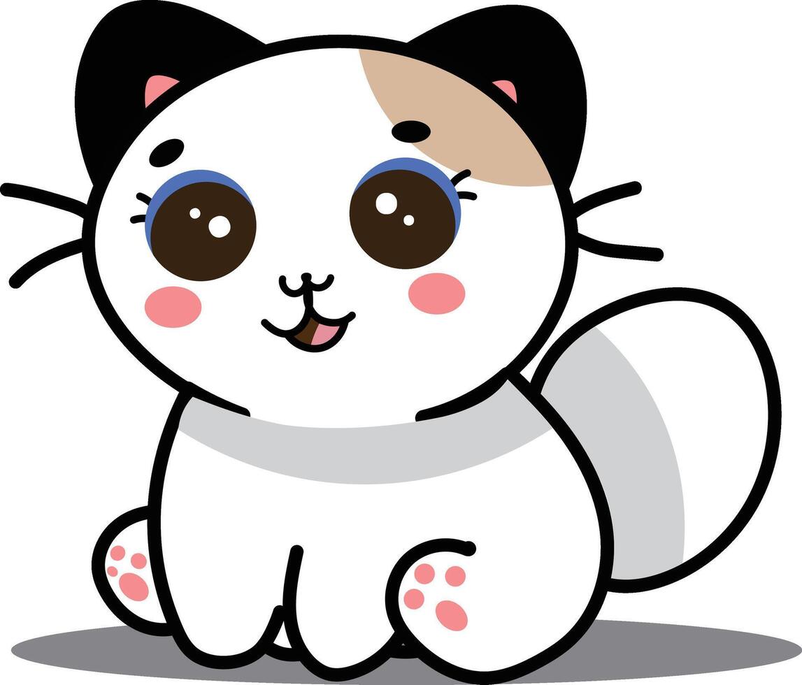 A cartoon cat with blue eyes and pink nose vector