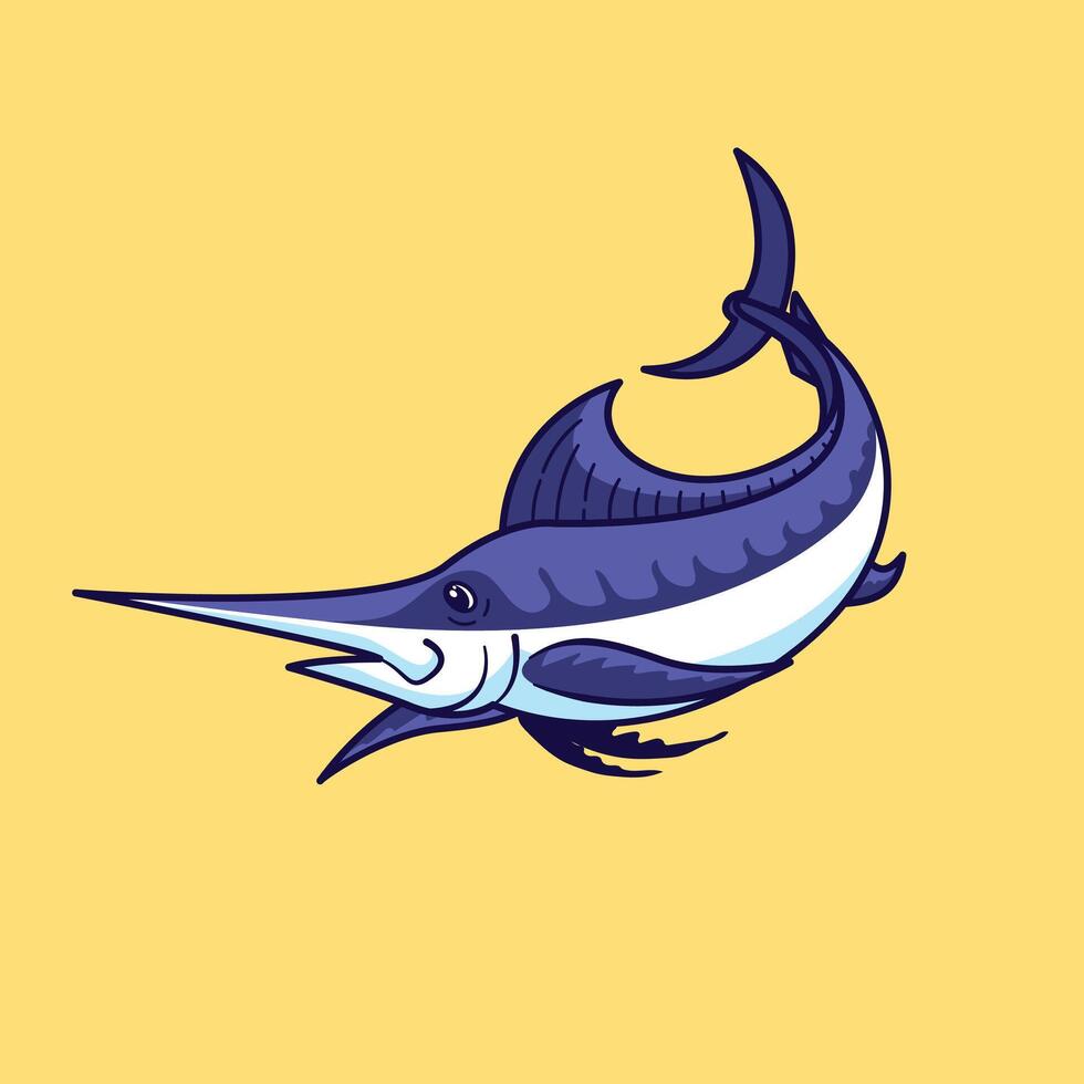 Marlin fish cartoon illustration vector