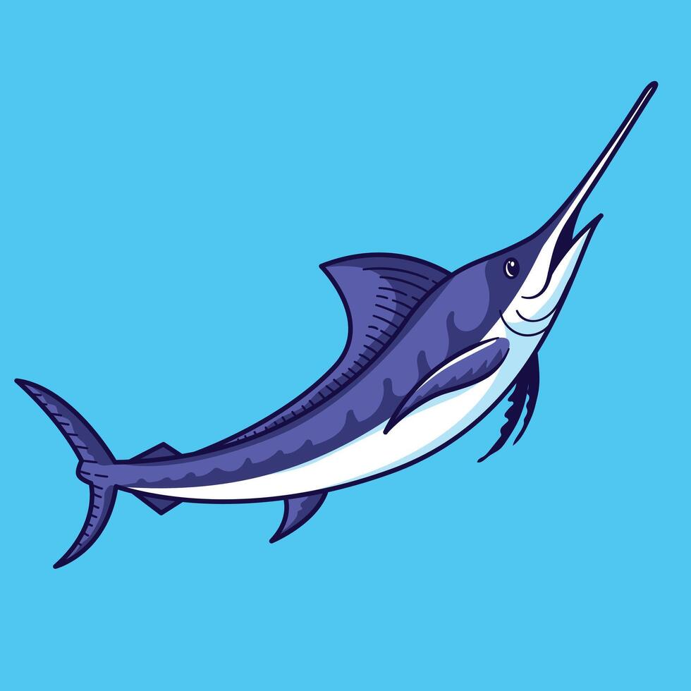 Marlin fish cartoon icon illustration vector