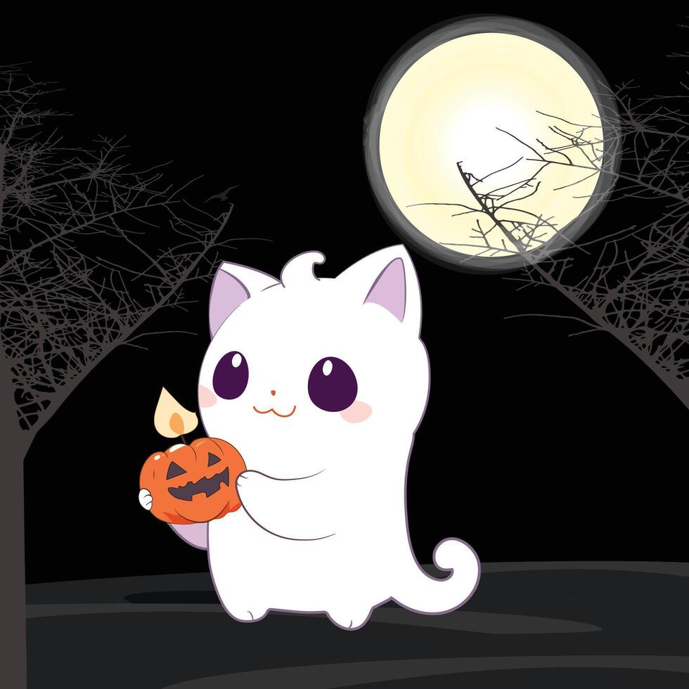 A white cat holding a candle vector