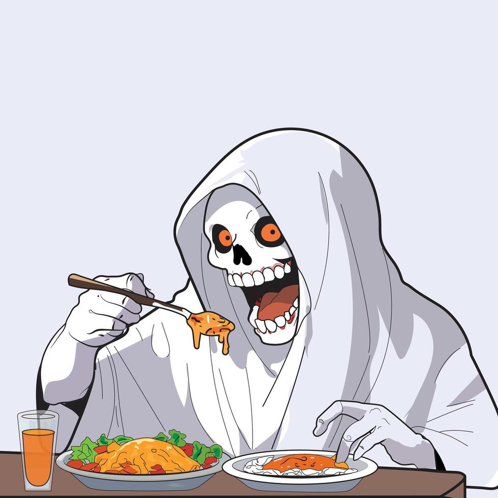 Halloween ghosts are eating vector