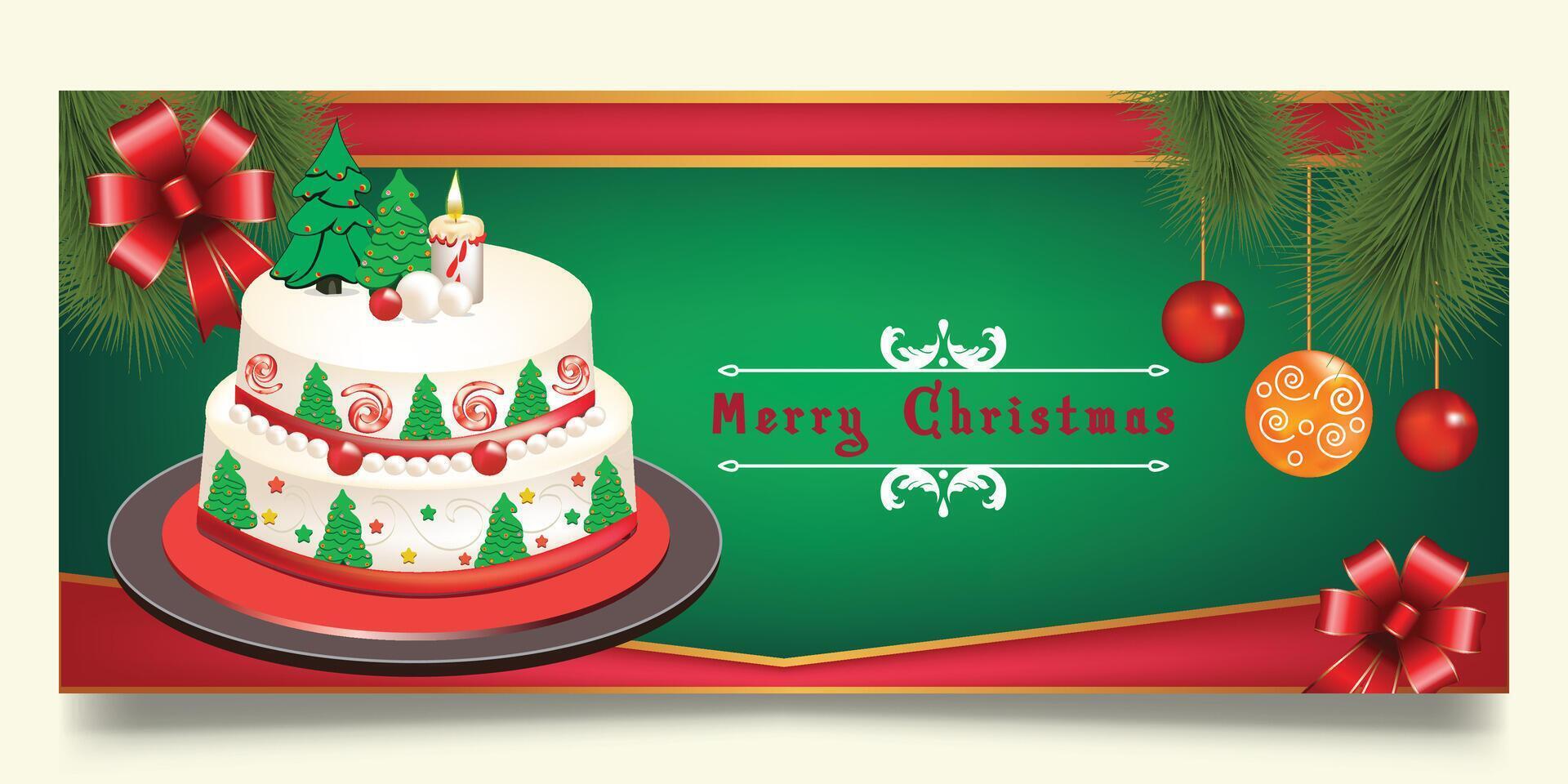 Merry Christmas day banner design in green color vector