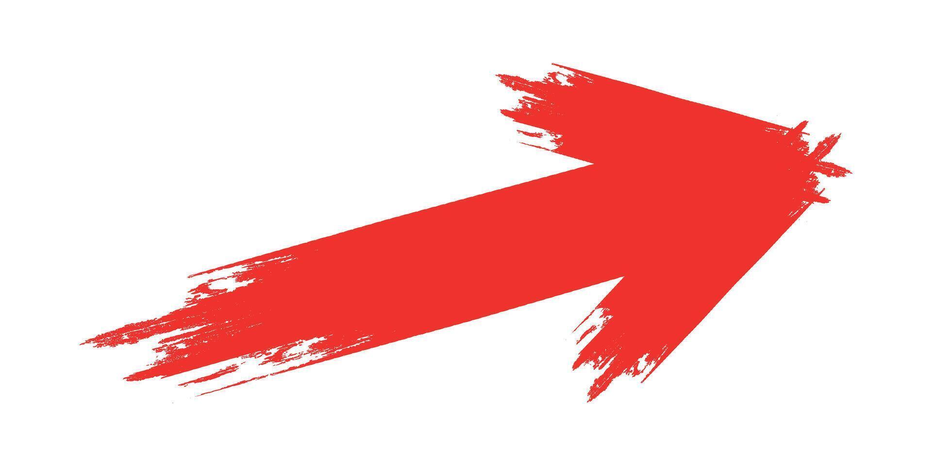 Grunge red arrow hand drawn style vector