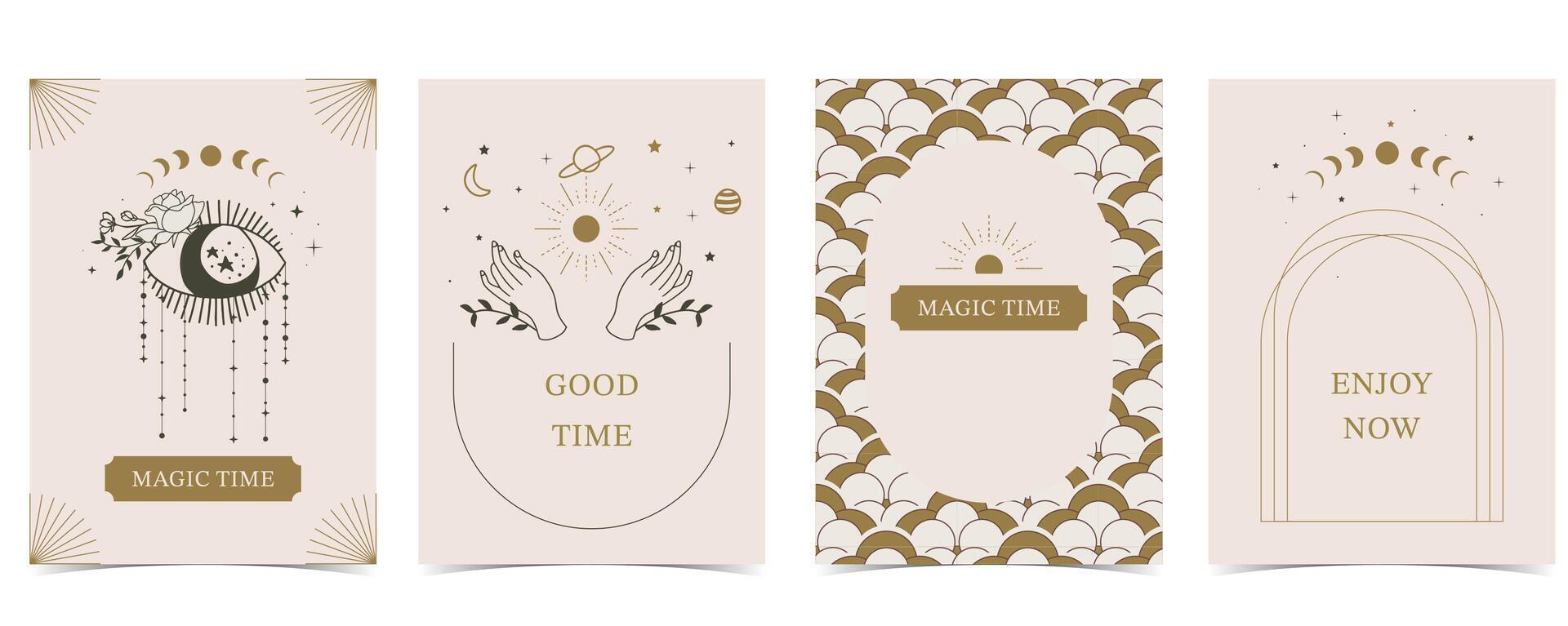 Boho invitation card with tarot style and deco frame. Mystic for a4 vertical design vector