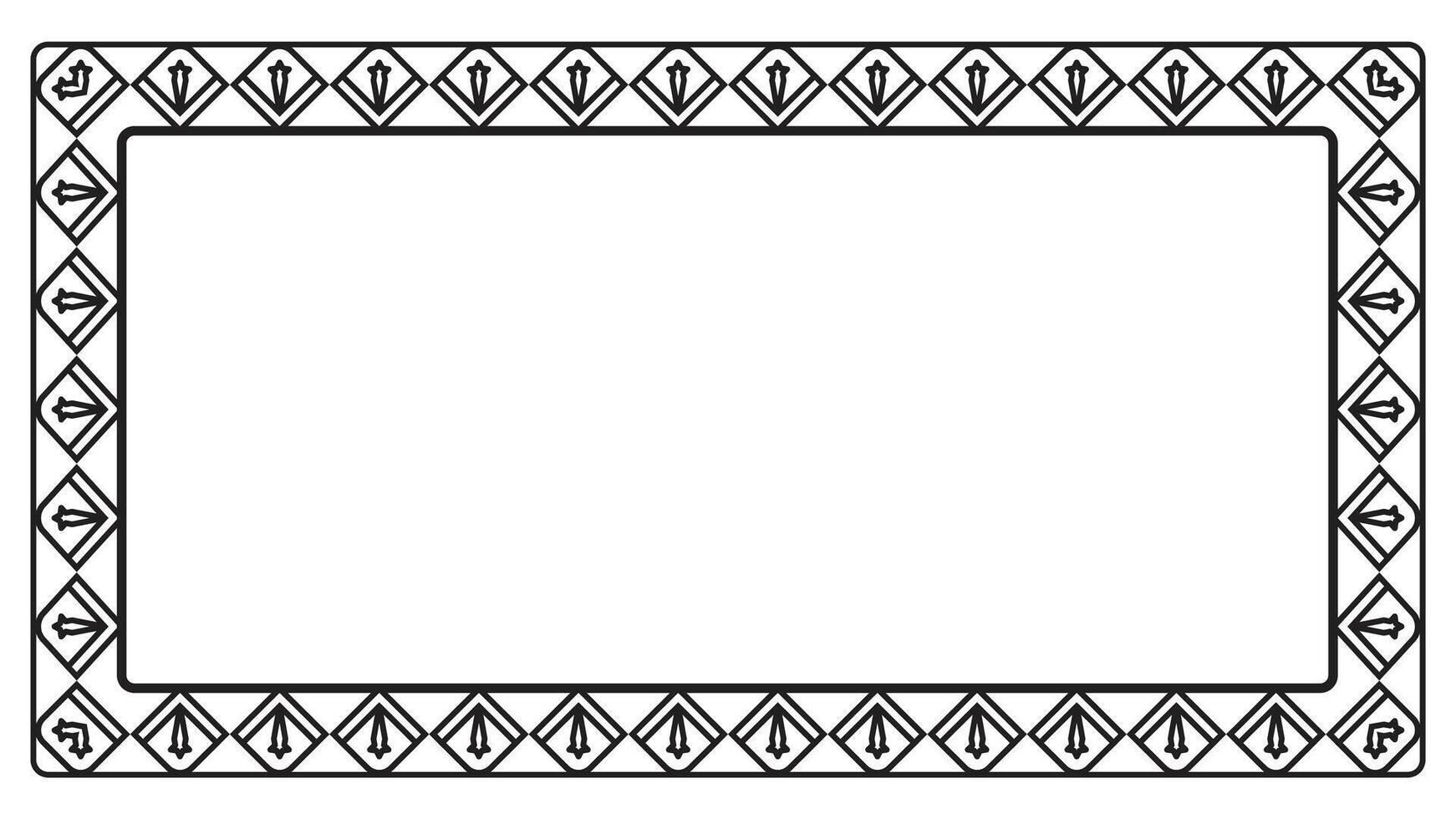 Luxury golden rectangle corner certificate border pattern line photo thai frame islamic wedding invitation background vector