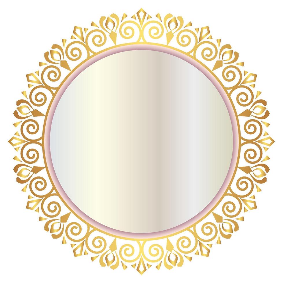 Golden circle frame text box with gold award ribbon icon anniversary badge vector