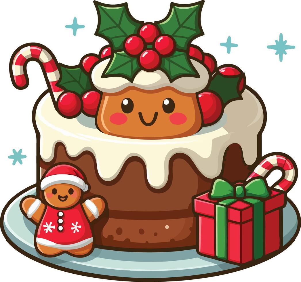Decorative Christmas Cake Delight isolated on white background vector