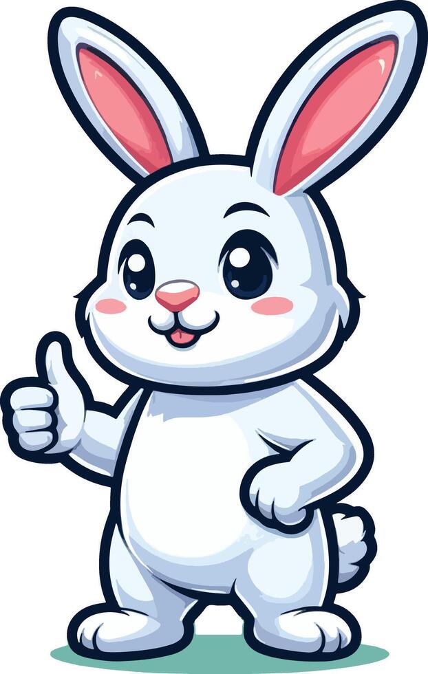 Hyper realistic sticker a cute baby rabbit illustration sitting on white background vector