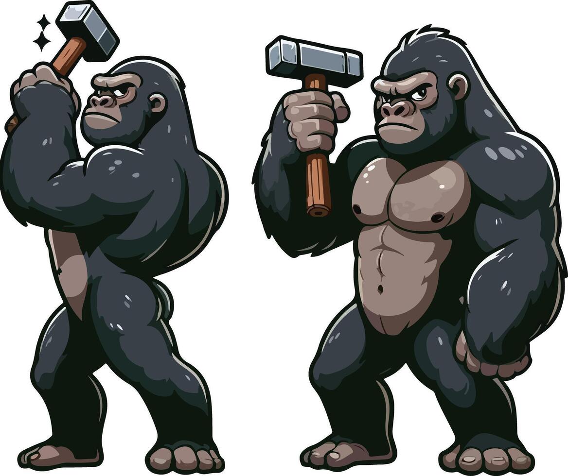 Group of Gorilla Silhouette isolated on white background Minimalist gorilla vector