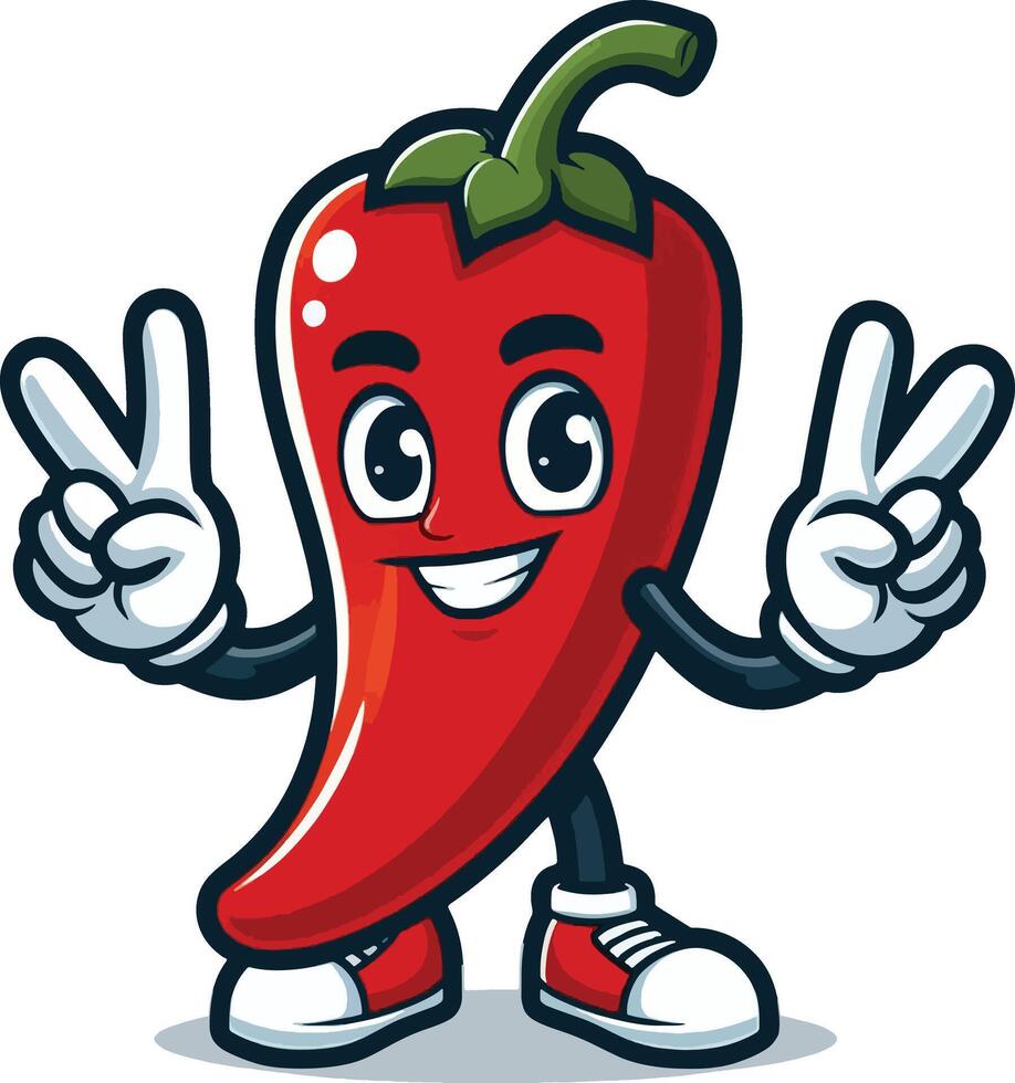 Red chili with happy face vector