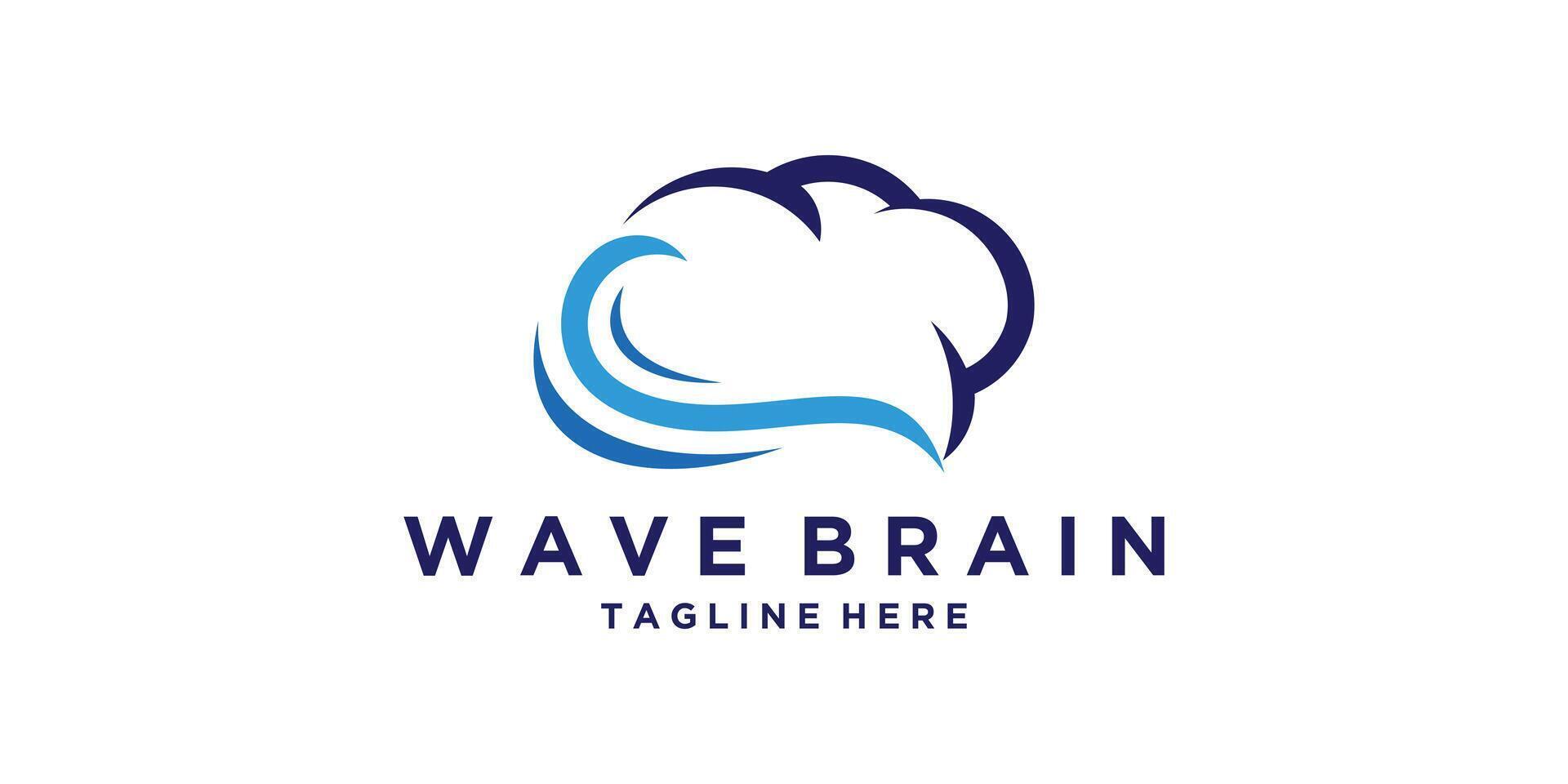 logo design waves and brain, ocean, intelligence, mental, psychology, smart, logo design symbol, icon, idea, creative. vector