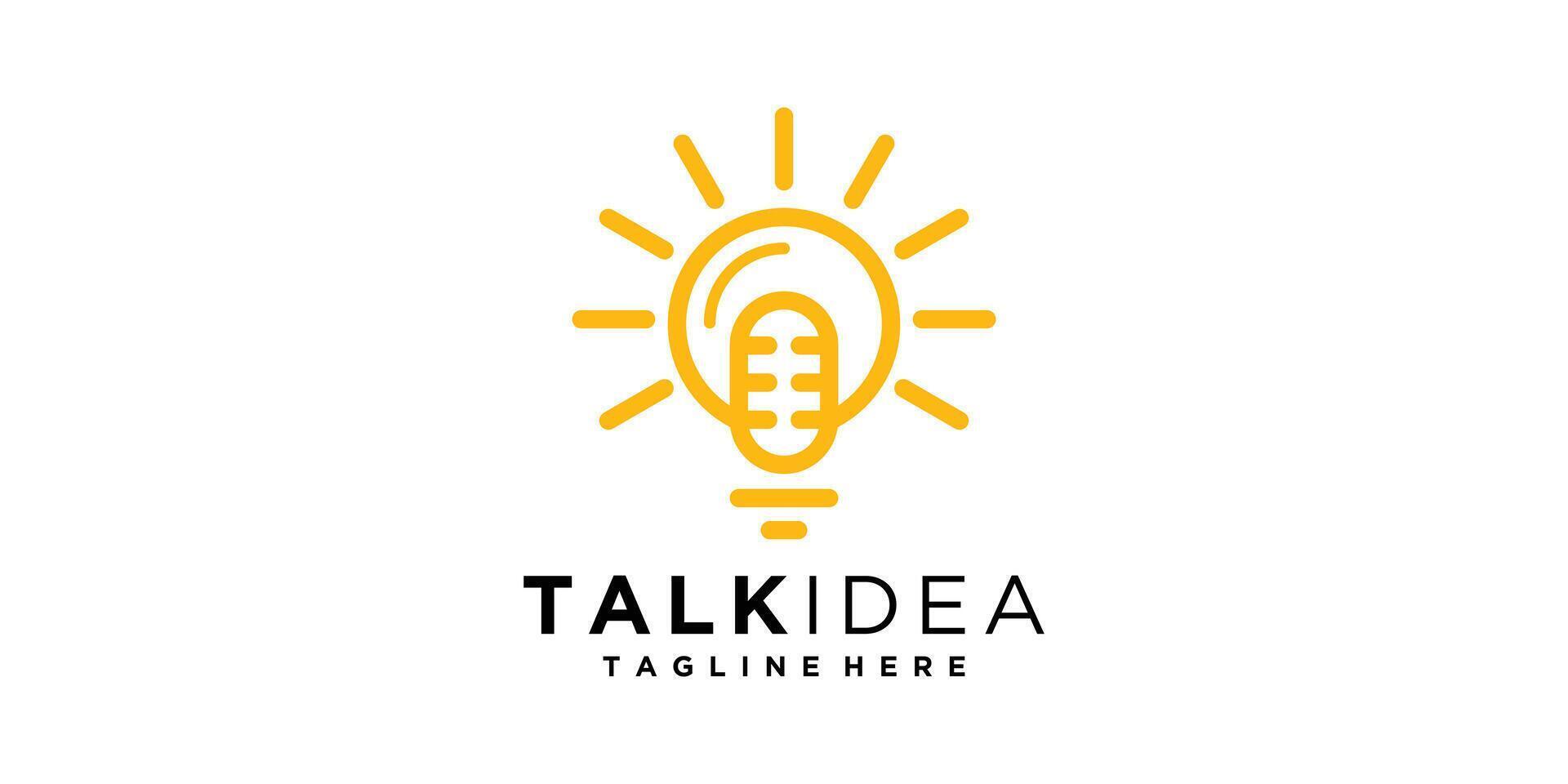 logo design talk idea,microphone,inspiration,smart,solution,light,bright,logo design ,symbol,icon,creative,idea. vector