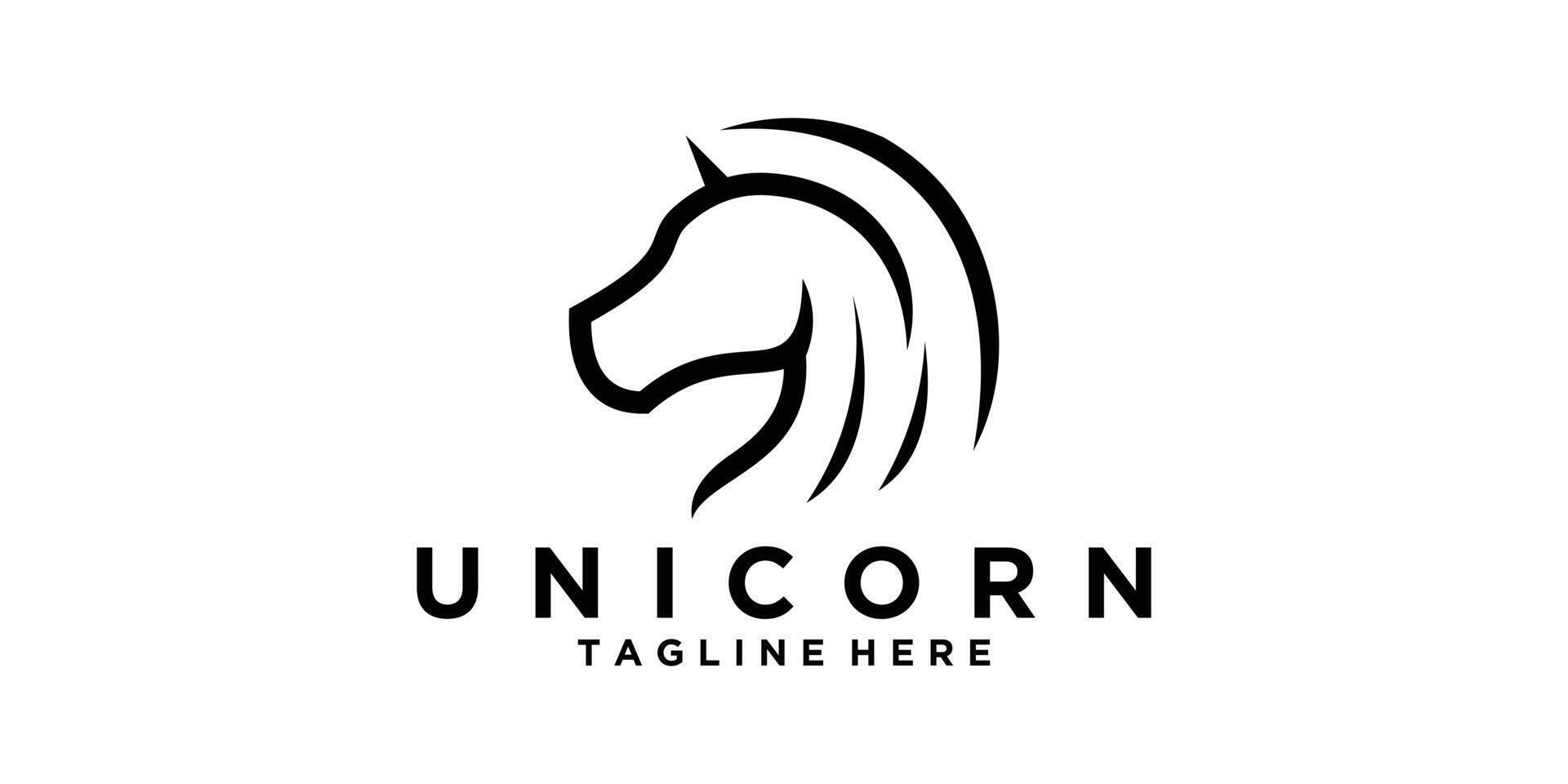 unicorn logo design, horse, horn, head, logo design , symbol, icon, idea, creative. vector