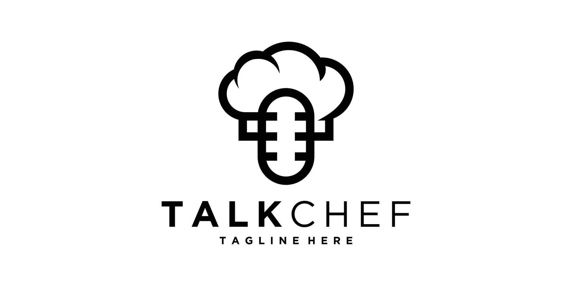 logo design microphone and chef hat,restaurant,food,communication,talk,logo design ,symbol,icon,creative,idea. vector