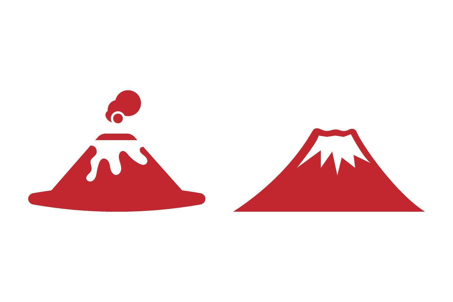 Two red and white icons of volcanoes vector