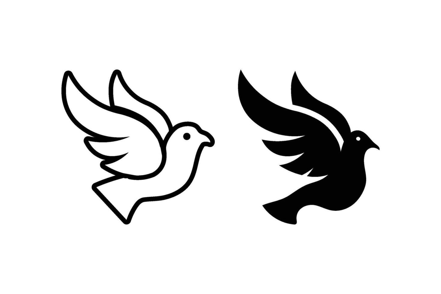 Two black and white birds flying in the air vector