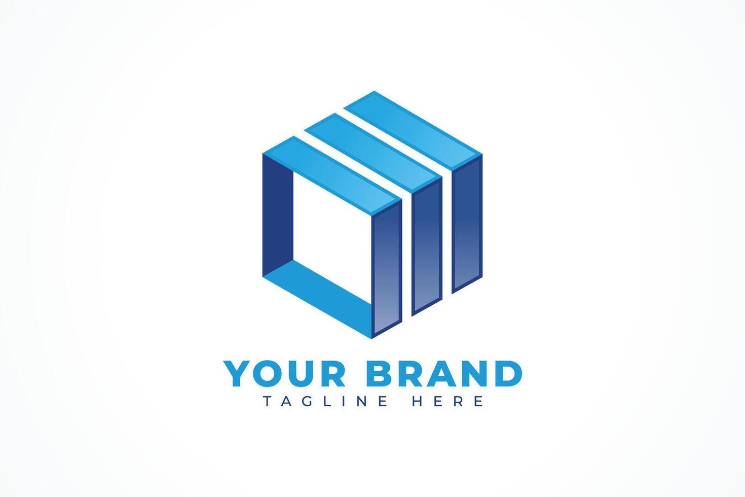 Abstract hexagon cube box flat logo design concept vector