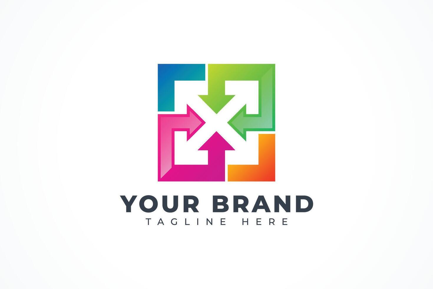 Square Arrow Logo. Out of Box Direction Icon Design Template Element. Flat Illustration. vector